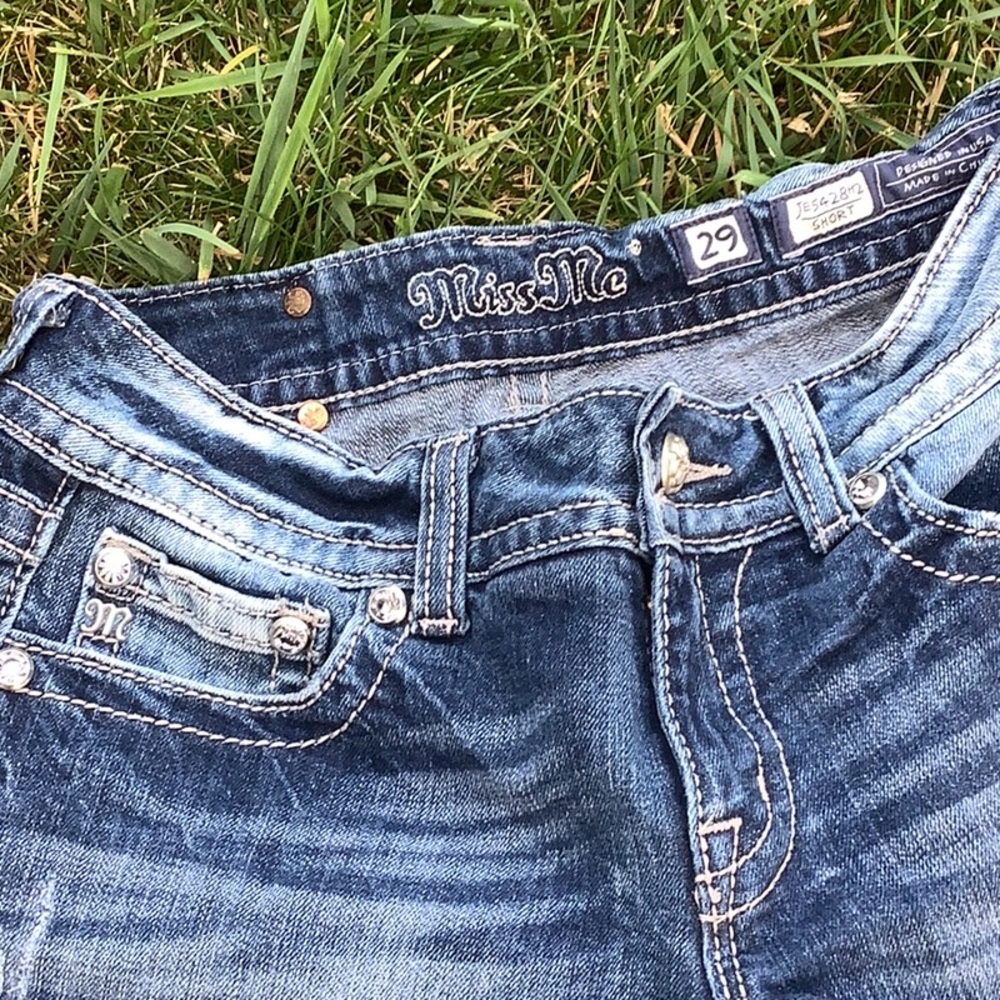 Miss Me Blue Distressed Denim Cutoff Shorts - Picture 2 of 3
